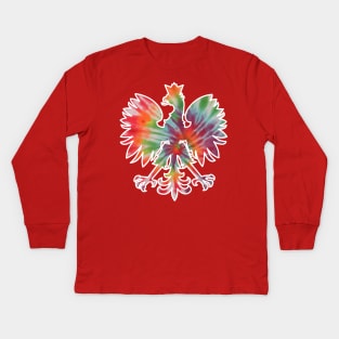 Polish Pride Eagle Dyngus Day Tie Dye Kids Long Sleeve T-Shirt